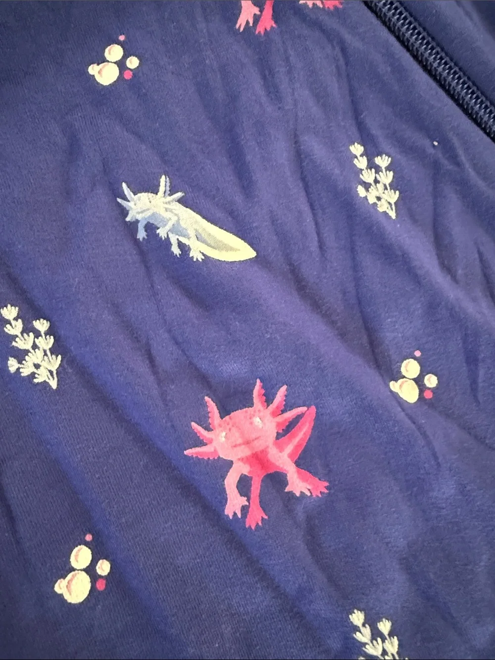 Kyte BABY Blue Sleep Sack with axolotls